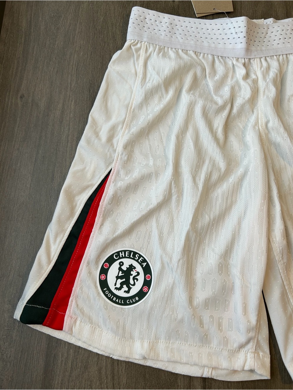 Nike White Chelsea Men's Soccer Shorts with Black 10 and Red/Green Accents - Picture 2 of 6